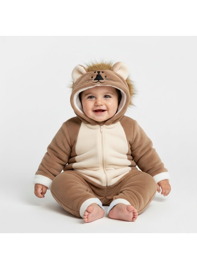 Cloud Fashion جامبسوت بيبي شتوي بتصميم أسد – سالوبيت أطفال حديثي الولادة مبطن دافئ - Image 1